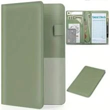 DOMUUH 1 Stück Server Notizbuch, Reißverschluss Server Geldbörse, süßer Server Organizer mit Münztasche, Server Schürze Zubehör, Menühalter, Hotel Server Menü Set, geeignet für Hotel, Restaurant, Café, Geschäftshotel Rechnungsmappe, Hotel-Essentials, Schulbedarf, Schulanfang