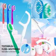Portátil 5-en-1 Cepillo de dientes y hilo dental, sabor a menta para una limpieza bucal profunda diaria, perlas efervescentes para un aliento fresco para parejas, familia y vuelta al cole, 40 piezas - Blanco - Ver 7