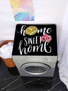 1pc Simple "Sweet Home" Black Text Design Microwave, Washing Machine, Refrigerator Dustproof Cover, Multi-Functional
