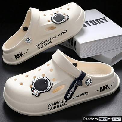 男女舒适木屐，厚底花园鞋，情侣防滑凉鞋，轻便洞洞木屐，封闭式趾套穿拖鞋，适用于室内外海滩泳池，数字版本 2025 或 2025 随机