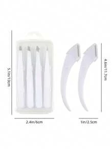 6pcs Stainless Steel Eyebrow Clip Tweezers Set, Includes 2pcs Crescent Eyebrow Razors, Makeup Tool Grooming For Women