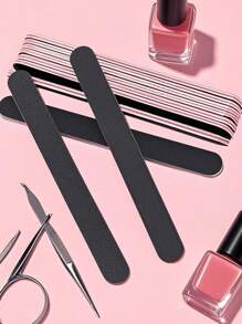 5pcs Dual-Sided Nail Files, 100/180 Grit Nail Buffers, Black Abrasive Boards For Manicure And Pedicure, Odorless Nail Polishing Tool