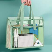 Carpeta portátil de gran capacidad y transparente, impermeable - Bolsa de almacenamiento de documentos expandible con organizador interior, bolsillo de archivo autoadhesivo de PVC para útiles de oficina, portafolios de estudiante - Multicolor - Ver 2