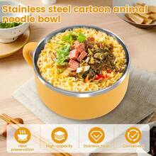 Tazón de ramen de 1200 ml, tazón de fideos de acero inoxidable con tapa, resistente al calor, tazones de fideos instantáneos, utensilios de cocina, accesorios de cocina - Amarillo - Ver 8