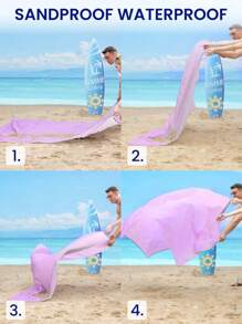 SHENG CHUN 1pc Personalized Ocean Animal Print Beach Blanket, Comes With Drawstring Carry Bag, Multiple Sizes, Suitable For Group Gatherings & Family Vacations, Essential For Beaches, Lawns, Foldable, Moisture-Proof, Waterproof, Non-Stick Sand, Outdoor Camping Mat, Portable Picnic Rug Summer Travel,Vacation Holiday Bathroom Decor Beach Essentials