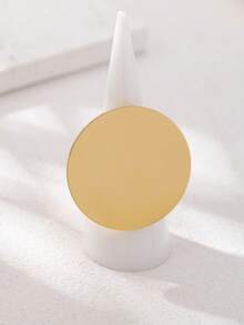 1 chiếc nhẫn tròn hình học trơn theo phong cách Âu Mỹ tối giản sang trọng, trang sức thời trang cho phụ nữ, phù hợp để đeo hàng ngày, đi nghỉ, đi làm và đi làm - Vàng - Xem 3