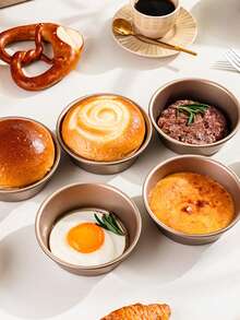 1/4/6 件 4 英寸金色不粘圆形汉堡模具、芝士蛋糕烘焙工具、烤箱/空气炸锅/面包/鸡蛋模具，适合家庭使用 - 漢堡模具 金 - 查看 5