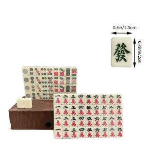 Luxe cadeau: Mini Mahjongset met elegante slangenhuiddoos, compacte draagbare reis Mahjongspelset met 146 tegels, dobbelstenen en draagbare opbergdoos - perfect voor reizen, familie-entertainment! Binnen- en buitenspel, geweldig voor Halloween, Thanksgiving-cadeaus