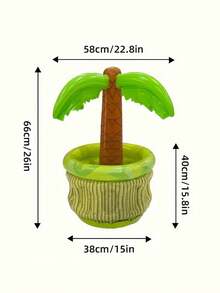1pc Inflatable Palm Tree Design Insulated Drink Cooler, Summer Outdoor Party Beer Ice Bucket - Green - View 4