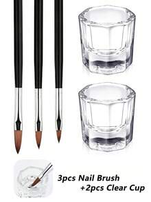 Kit de uñas acrílicas | Tazas para el arte de uñas acrílico Líquido | Set de 3 Pinceles acrílicos para uñas | 1/2/3/6 Piezas Tazones de vidrio transparente para líquido de monómero de uñas, plato para humedecer, soporte para polvo acrílico | Frasco de cristal acrílico para uñas | Herramientas para el arte de uñas | Suministros para uñas | Herramientas para uñas - Multicolor - Ver 7