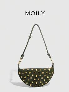 Bolso bandolera de mujer de estilo punk callejero, ajustable, con remaches