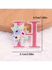 1 pieza, Parche bordado con flores para planchar con letras (A-Z), apliques decorativos para DIY en decoración de ropa, material de tela, calcomanías para ropa