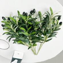 1 buc ramură de măslin artificială, aranjament floral pentru decorarea casei, frunze verzi cu fructe, decor pentru camera de zi, umplutură pentru vaze DIY, verdeață în ghiveci, consumabile pentru evenimente și festivaluri, plante artificiale