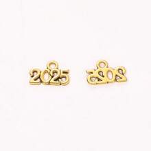 mengjiale 40pcs Retro Alloy Jewelry Accessories, Multicolor 2025 & 2026 Year Charms, Suitable For DIY Jewelry Making