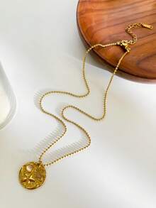 Monlansher 原创新款女士项链，不锈钢蛇骨链配圆形月亮和星星吊坠，手工制作，带宝石装饰，时尚简约，百搭日常佩戴