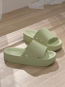 Mules femme à semelle épaisse en EVA de couleur unie, design antidérapant. Convient pour le printemps/été - Vert - Voir 1