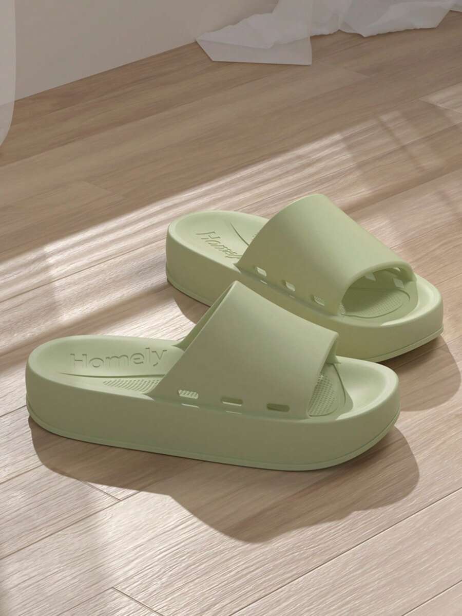 Mules femme à semelle épaisse en EVA de couleur unie, design antidérapant. Convient pour le printemps/été - Vert - Voir 1