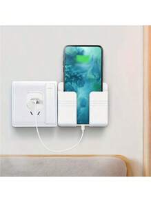 Soporte de pared plástico para teléfono y sujetador de teléfono, caja de almacenamiento de control remoto, accesorios de baño multiusos, sin necesidad de electricidad, decoración del hogar de otoño