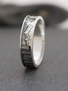 Retro Fashionable Bestseller Simple Sunset Snow Mountain Pine Tree Medieval Men's Ring, Versatile For Engagement, Wedding, Date, Travel, Anniversary, Christmas Gift