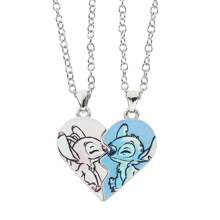 Set de 2 collares colgantes de acero inoxidable con diseño de dibujos animados adorables de Stitch, collar magnético de pareja adorable, adecuado como regalo para su pareja, regalo de pareja, regalo para ocasiones festivas