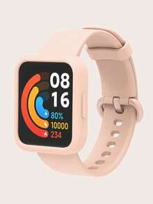2pcs Set: Solid Color Casual Detachable Silicone Smart Watch Band + Semi-Enclosed Silicone Watch Protective Case, Suitable For Whole Day Wear, Compatible With Redmi Watch 2 Lite - Redmi Watch 2 Lite - View 21