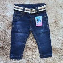 Calça Jeans jogger e skine com Lycra Bebê Masculina tam 0 a 12 meses - Lavagem escura - Visão 3