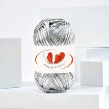 Metal Texture Cloth Line Personalized Wool DIY Woven Bag Wallet Luminous Bright Leather Material - Multicolor - View 4