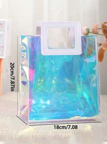 Handtasche aus PVC mit Laser-Design, Einkaufstasche, wasserdichte Mode Große PVC Kosmetiktasche, Kulturbeutel, Einkaufstasche Geldbeutel Geschenktasche transparente Schultertasche Einkaufstasche, transparente Party-Tasche, transparente wasserdichte Damentasche, perfekt für Sommer, Urlaub und Strand, stadionzulässige klare transparente Geldbörse für Konzerte, Sportveranstaltungen, Festivals