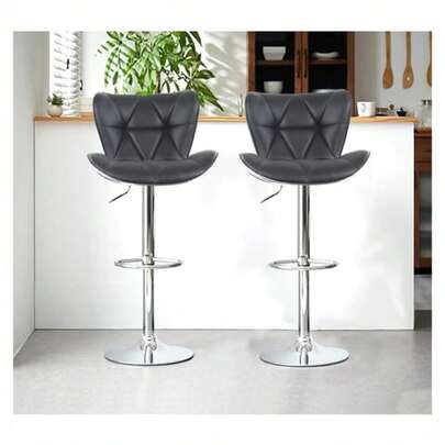 カウンターチェア 2脚セット 回転 昇降式 バーチェアー 高い背もたれ 耐荷重125kg ソフトクッション 高級PUレザー キッチンカウンター ダイニング 足置き