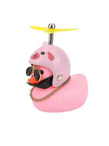 汽车摆件粉红小鸭，粉红猪竹蜻蜓头盔鸭