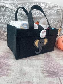 1pc Felt Diaper & Essentials Organizer Pouch - Black - View 7