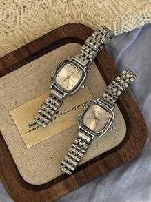 1 nuevo reloj de cuarzo dorado de estilo clásico francés retro, de alta gama, elegante y pequeño, con una pulsera de acero inoxidable sólido de alta calidad y hebilla de mariposa, de estilo artístico de moda y sencillo, de diseño de nicho elegante y encantador, apto para uso diario y como regalo de cumpleaños