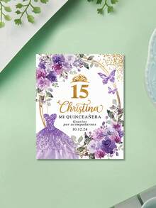 11pcs Customized 15th Birthday Bottle Stickers, Personalized Text Name Date Printing, Crown Design, Thank You Label, Birthday Party Celebrations, Gift Stickers, Personalized Gifts, Holiday Decorations, Gift Ideas For Women, Party Supplies - Multicolor - View 13