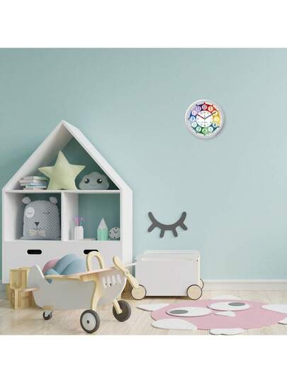 Ful Children's Learning Number Clock, 12 Inch Round Silent Quartz AA Battery Powered Bedroom, Kids Room, Living Classroom (Batteries Not Included) Home view 5