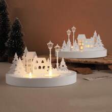 Moldes de silicona para hacer candelabros con forma de casas de árbol y paisaje urbano de yeso, cemento y resina cristal para manualidades - Decoración casera DIY