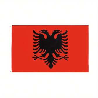 1 pièce Drapeau de l'Albanie - Bannière extérieure vibrante rouge et noire avec emblème d'aigle, tissu , idéal pour la décoration de la maison, l'affichage de jardin, les fournitures de fête, un cadeau unique pour la famille et les amis