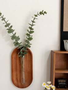 中式实心试管花瓶，木质壁挂花饰，创意DIY组合木花瓶，禅意墙饰，厨房装饰，家居装饰，房间装饰，玻璃花瓶 - 1pc - 查看 6