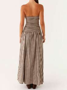 2025 Women Y2k Strapless Maxi Dress Tube Top Dress Elegant Long Dress Summer Beach Vacation Dress Off The Shoulder Dresses Sleeveless A Line Flowy Dress Wedding Party Formal Cocktail Dresses Bohemian Clothes Dress - Cà phê nâu - Xem 2
