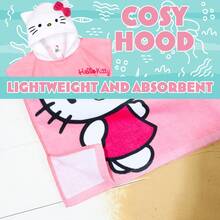 Hello Kitty Bath Towel With Hood Absorbent Kawaii Changing Robe Poncho Swimming Beach Cinnamoroll Kuromi Holiday Essentials - Pink - View 4