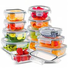24 Pcs Glass Food Storage Containers With Lids, Glass Meal Prep Containers, Glass Storage Containers, Lunch Containers, Black - màu đen - Xem 1
