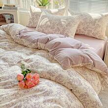 1 件柔软舒适的小碎花双层纱布羽绒被套，可机洗，简约风格 - 彩色 - 查看 8