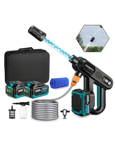 Yofidra Idropulitrice ad alta pressione, idropulitrice portatile a batteria, pistola idropulitrice senza fili con batterie ricaricabili, per la pulizia di auto, recinzioni e pavimenti