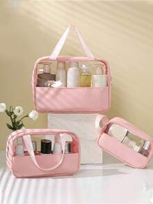 3/1 Pcs Transparent Toiletry Bag, Ladies Makeup Bag, Large Travel Cosmetic Bag, Transparent Toiletries Storage Pouch, Waterproof Wash Bag, Suitable For Bathroom, Dorms, Unisex, Cruise, Beach, Vacation, Summer Holiday - Multicolor - View 19