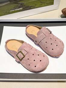 1 双女童一脚蹬穆勒凉鞋，软底户外透气镂空鞋，夏季新款设计