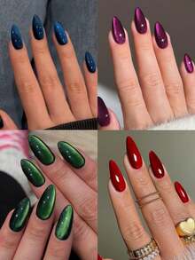 98 miếng (4 kiểu phối hợp) Móng giả dán acrylic hình hạnh nhân dài, bóng bẩy, màu đỏ huyết, mắt mèo, phong cách Y2K, thiết kế móng tay hình hạnh nhân ngắn, bộ móng giả vừa vặn hoàn hảo, bao gồm: 1 gel dán và 1 dũa móng, móng giả mắt mèo màu xanh lá cây, tím, đỏ, xanh dương, hồng, phù hợp cho phụ nữ và bé gái sử dụng hàng ngày, cũng thích hợp cho các bữa tiệc rave và các dịp làm móng nghệ thuật khác. - Nhiều màu - Xem 2