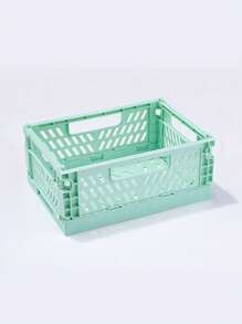 1pc Pastel Foldable Mini Storage Crate – Portable Plastic Basket, Cute Colors, Space-Saving Organizer For Bedroom, Office, Bathroom, Desk Drawer