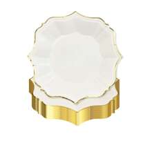 10 Stücke/30 Stück-Packung 7 Zoll Dessert-Pappteller aus goldener Folie, Kuchenteller mit gewelltem Rand für Geburtstagspartys, Hochzeiten, Valentinstag, Jahrestage