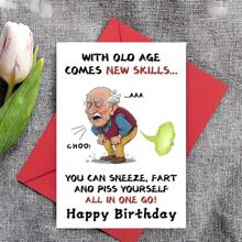 Humorous "New Skills With Age" Birthday Greeting Card For Grandfather, Brother, Or Friend, Versatile Celebration Card