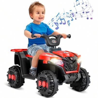 HOMECHI Juguete Montable para Niños - Vehículo ATV Eléctrico de 4 Ruedas de 6V con Música y Faros LED, Regalo de Coche para Niños Pequeños y Grandes