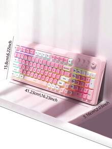 Teclado de oficina de tres modos AULA F3099, con combinación de colores elegante, sonido de botón pequeño, batería de gran capacidad, efectos de iluminación RGB geniales, diseño ergonómico, sensación cómoda en la mano, compatible con una variedad de sistemas, adecuado para computadoras portátiles, muy atractivo - Multicolor - Ver 4